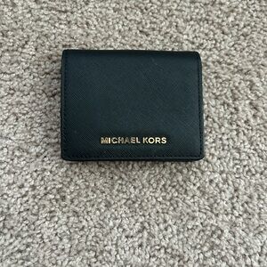 Michael Kors Black Leather Wallet with Gold Logo